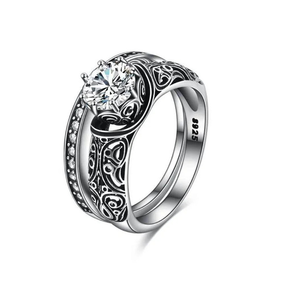 🎊Trendy Gems Macro Pave Pattern Cubic Carved Vintage Ring for Women, EVG… - Picture 7 of 7